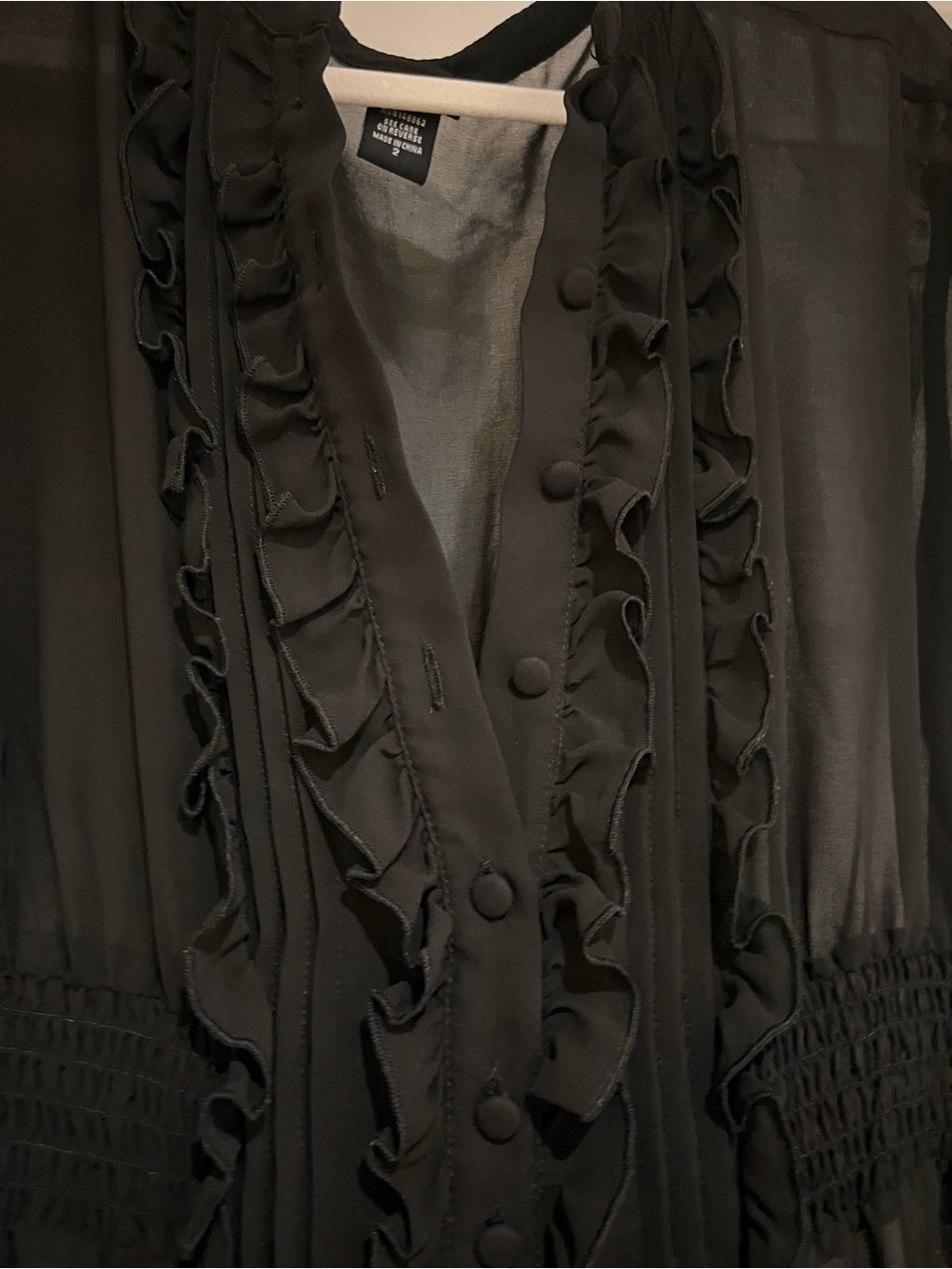 Torrid Black Sheer Ruffle Button-Front Blouse - Picture 2 of 5